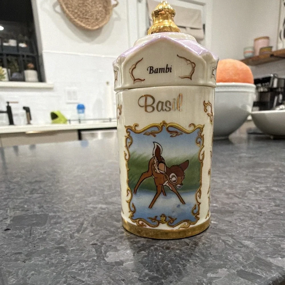 Lenox Walt Disney Spice Jar Collection Bambi Basil Porcelain Jar w/ Lid 7in